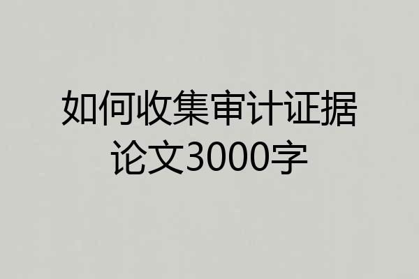 如何收集审计证据论文3000字