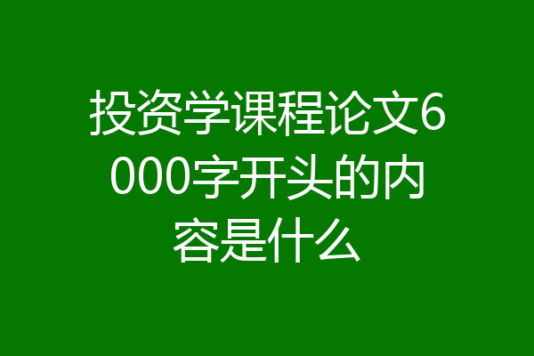 投资学课程论文6000字开头的内容是什么