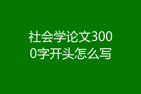 社会学论文3000字开头怎么写
