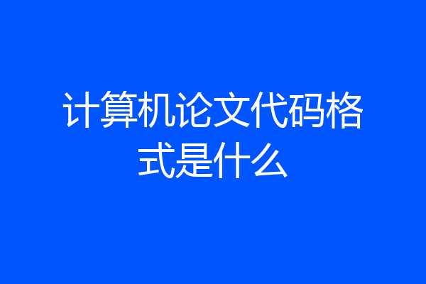 计算机论文代码格式是什么