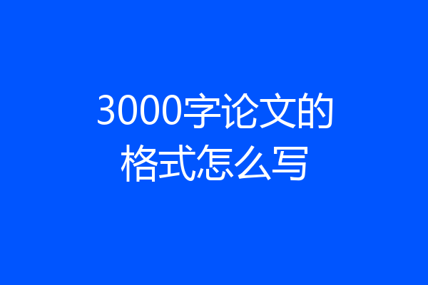 3000字论文的格式怎么写