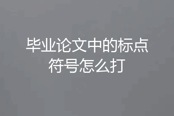 毕业论文中的标点符号怎么打