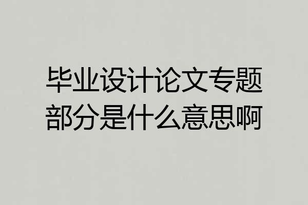 毕业设计论文专题部分是什么意思啊