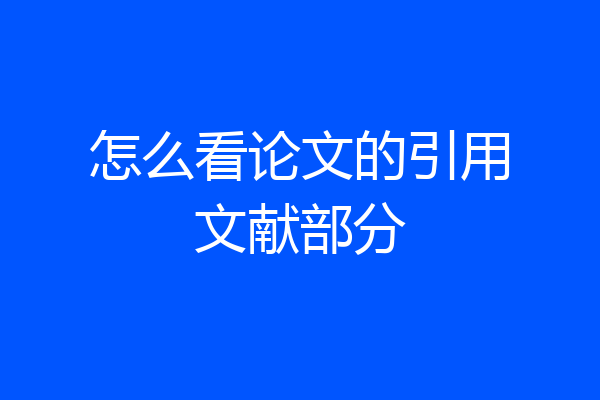 怎么看论文的引用文献部分