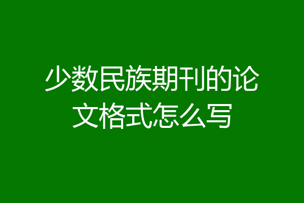 少数民族期刊的论文格式怎么写