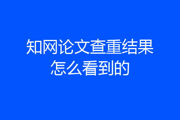 知网论文查重结果怎么看到的