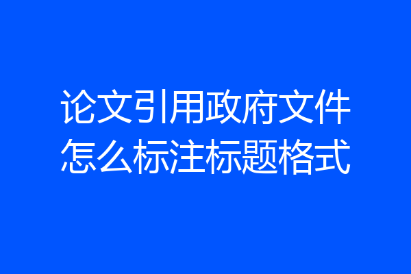 论文引用政府文件怎么标注标题格式
