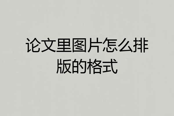 论文里图片怎么排版的格式