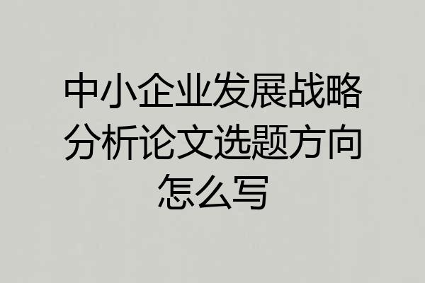 中小企业发展战略分析论文选题方向怎么写