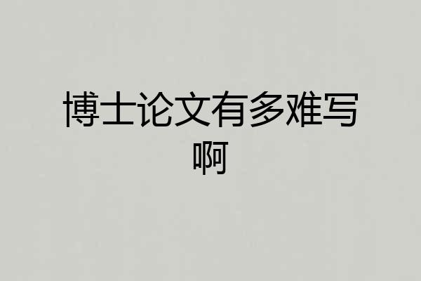 博士论文有多难写啊