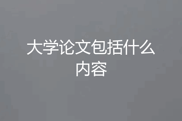 大学论文包括什么内容