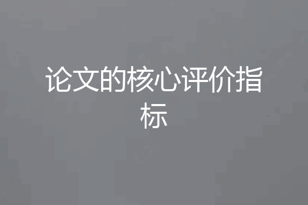 论文的核心评价指标