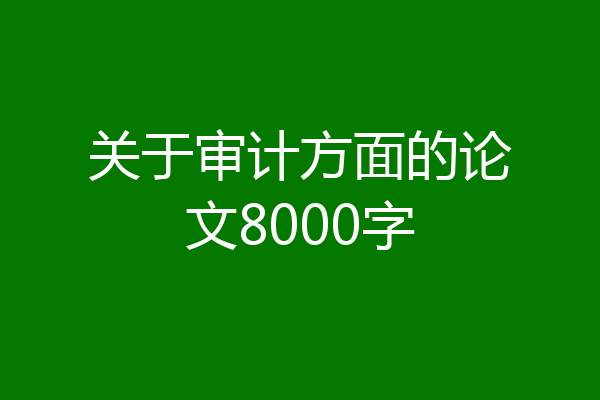 关于审计方面的论文8000字