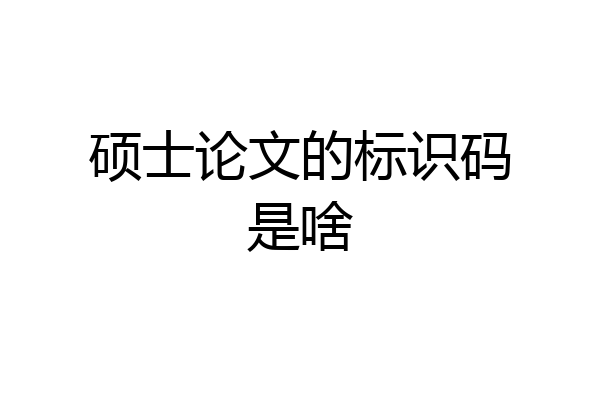 硕士论文的标识码是啥
