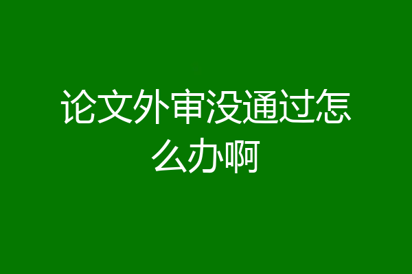 论文外审没通过怎么办啊