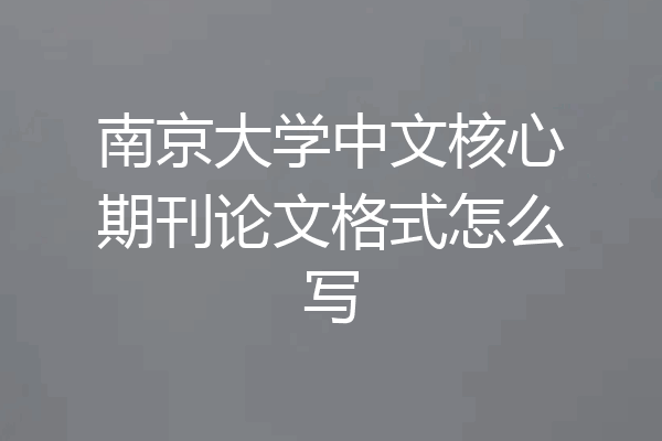 南京大学中文核心期刊论文格式怎么写