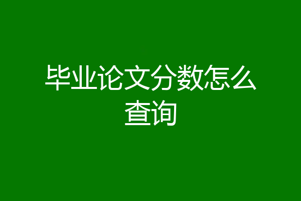 毕业论文分数怎么查询