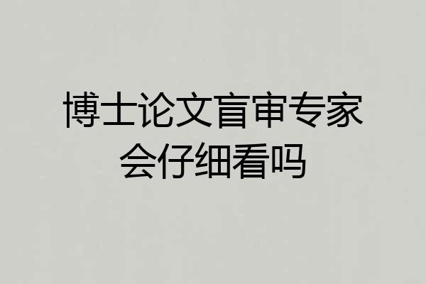 博士论文盲审专家会仔细看吗