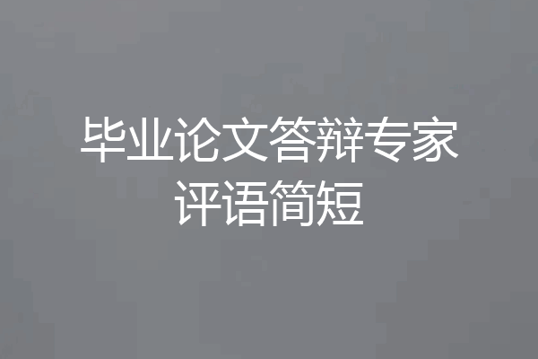 毕业论文答辩专家评语简短