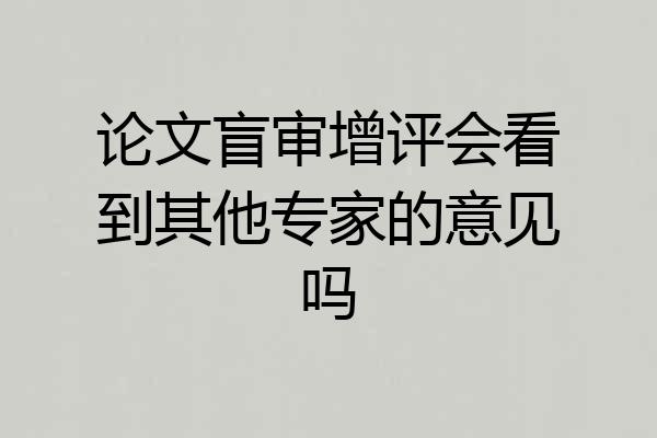 论文盲审增评会看到其他专家的意见吗