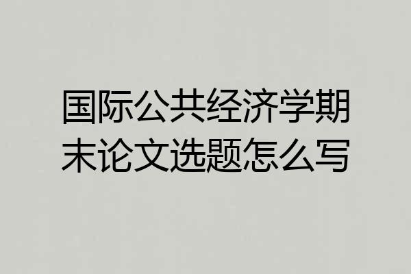 国际公共经济学期末论文选题怎么写