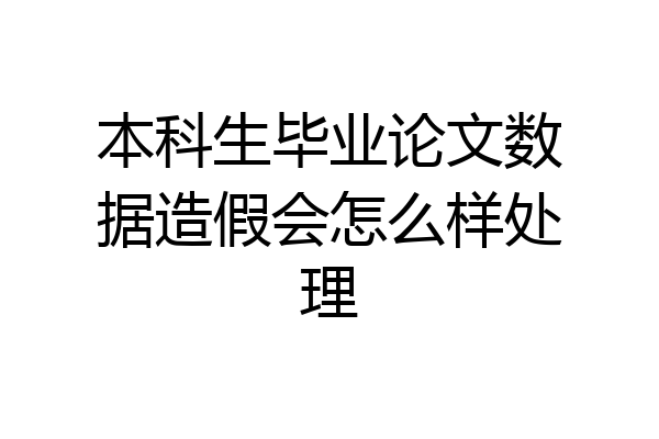 本科生毕业论文数据造假会怎么样处理