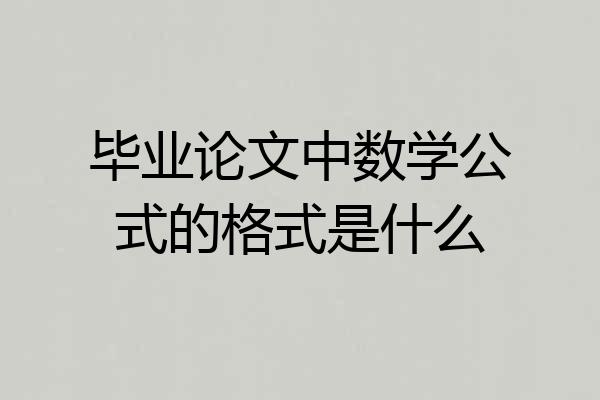 毕业论文中数学公式的格式是什么