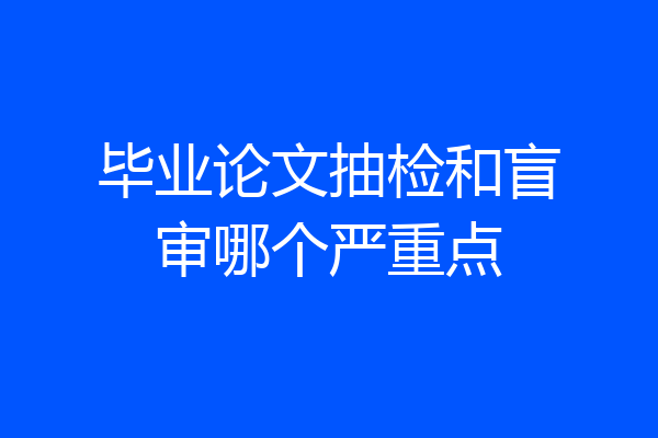 毕业论文抽检和盲审哪个严重点