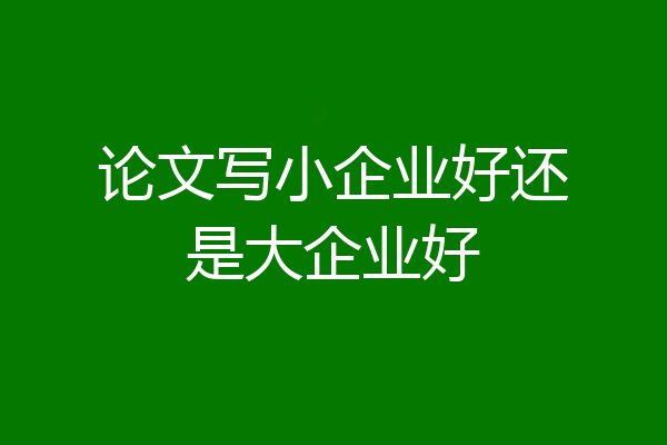 论文写小企业好还是大企业好