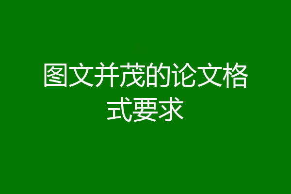 图文并茂的论文格式要求