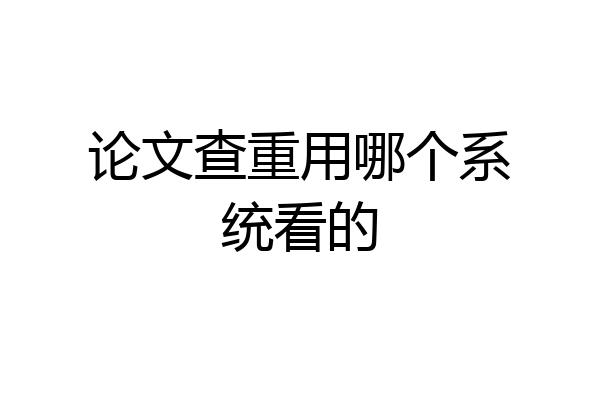 论文查重用哪个系统看的