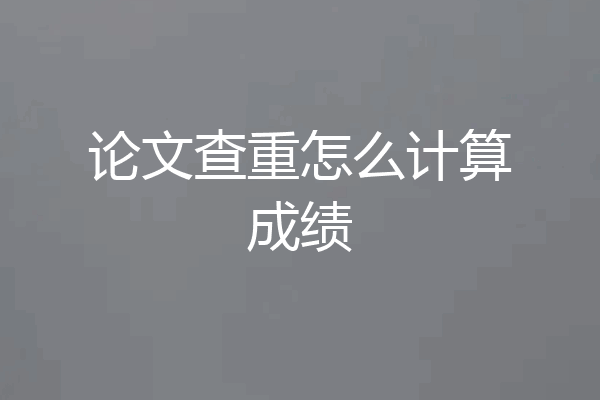 论文查重怎么计算成绩