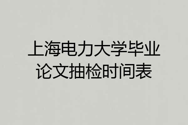 上海电力大学毕业论文抽检时间表