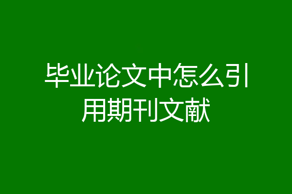 毕业论文中怎么引用期刊文献