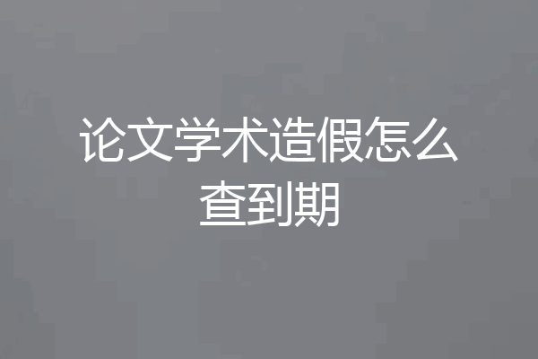 论文学术造假怎么查到期