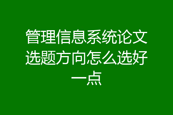 管理信息系统论文选题方向怎么选好一点