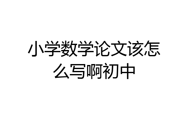 小学数学论文该怎么写啊初中