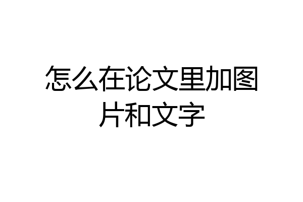 怎么在论文里加图片和文字