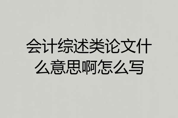 会计综述类论文什么意思啊怎么写