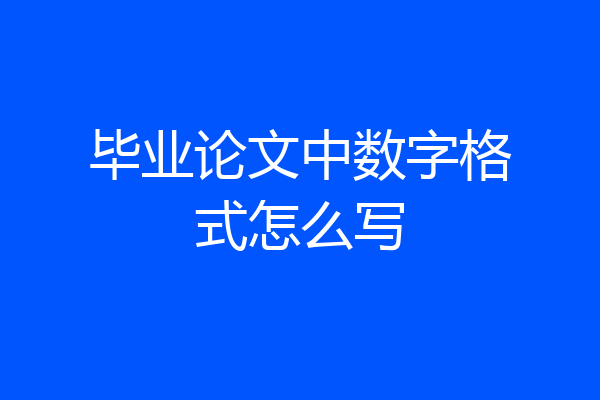 毕业论文中数字格式怎么写