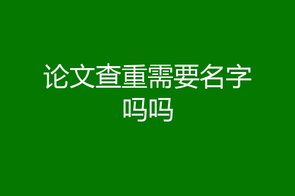 论文查重需要名字吗吗