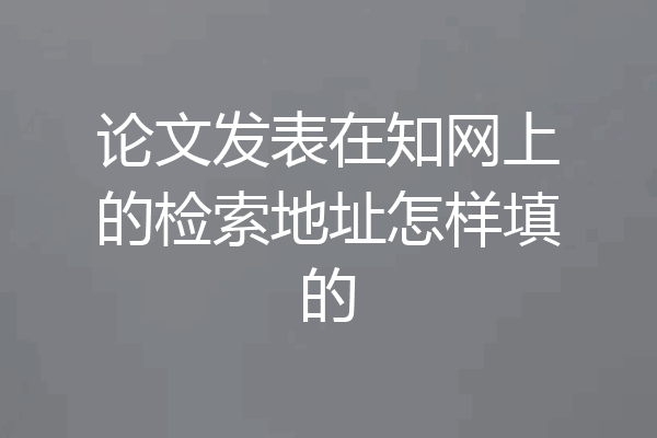 论文发表在知网上的检索地址怎样填的