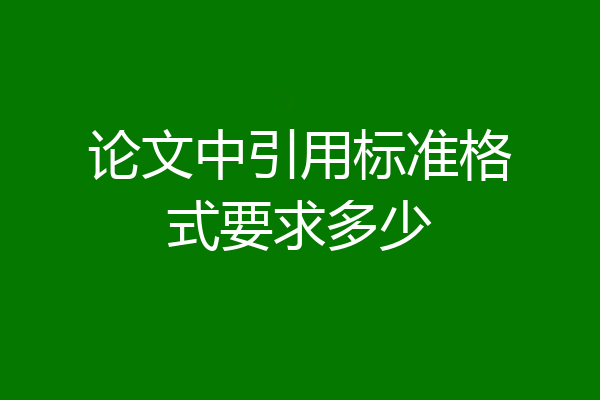 论文中引用标准格式要求多少