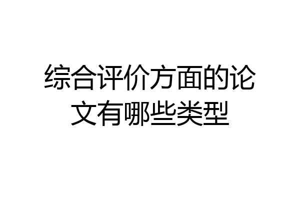 综合评价方面的论文有哪些类型