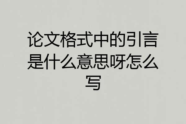 论文格式中的引言是什么意思呀怎么写