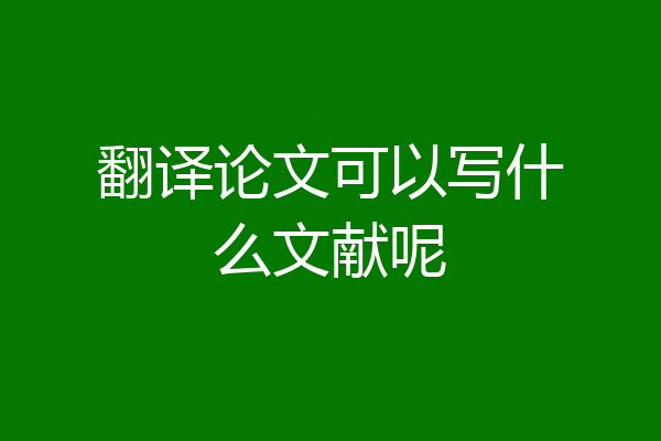 翻译论文可以写什么文献呢