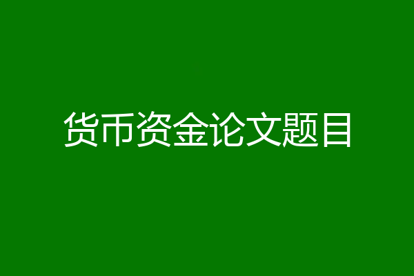 货币资金论文题目