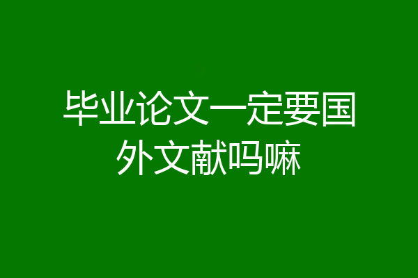毕业论文一定要国外文献吗嘛