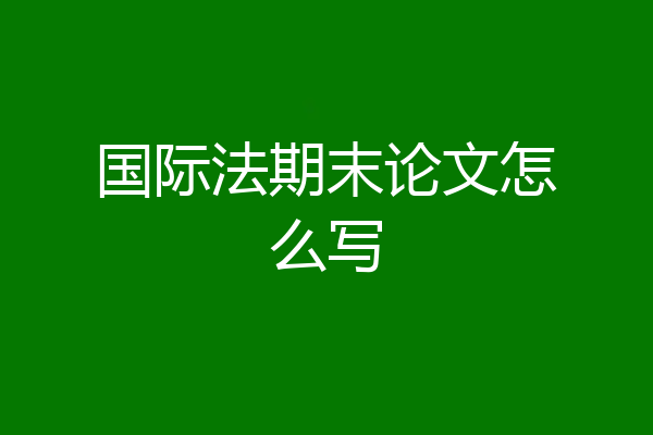 国际法期末论文怎么写