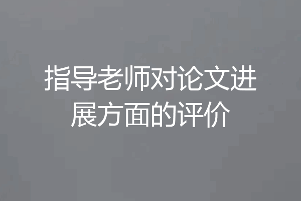 指导老师对论文进展方面的评价